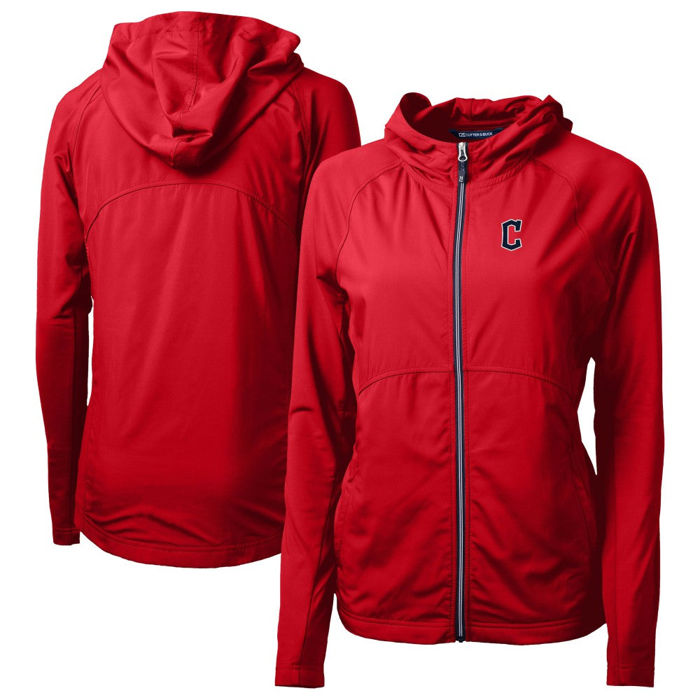 Cleveland Guardians Cutter & Buck Women's  Adapt Eco Knit Hybrid Recycled Full-Zip Hoodie Red