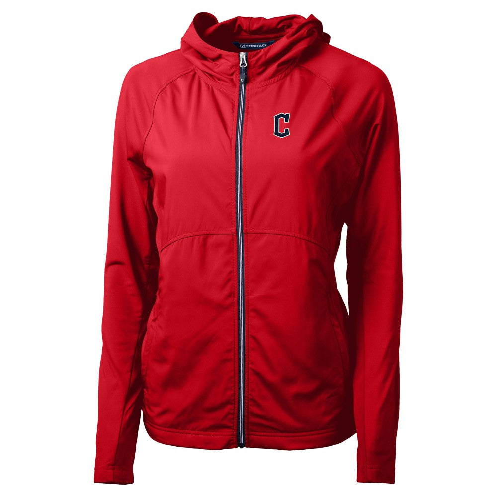 Cleveland Guardians Cutter & Buck Women's  Adapt Eco Knit Hybrid Recycled Full-Zip Hoodie Red