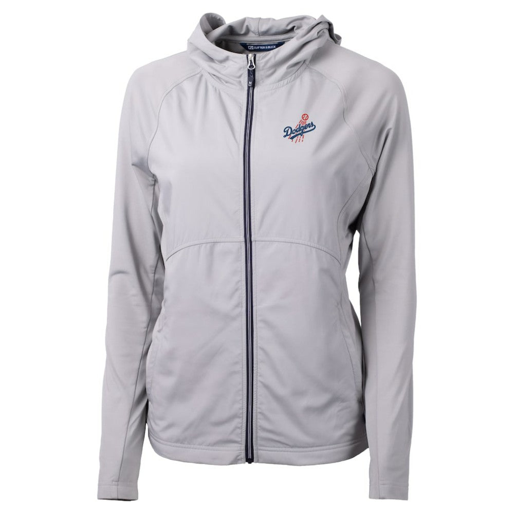 Los Angeles Dodgers Cutter & Buck Women's  Adapt Eco Knit Hybrid Recycled Full-Zip Hoodie Gray