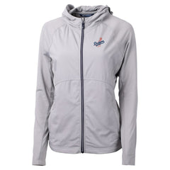 Los Angeles Dodgers Cutter & Buck Women's  Adapt Eco Knit Hybrid Recycled Full-Zip Hoodie Gray