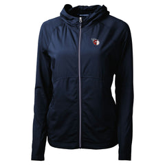 Cleveland Guardians Cutter & Buck Women's  Adapt Eco Knit Hybrid Recycled Full-Zip Hoodie Navy