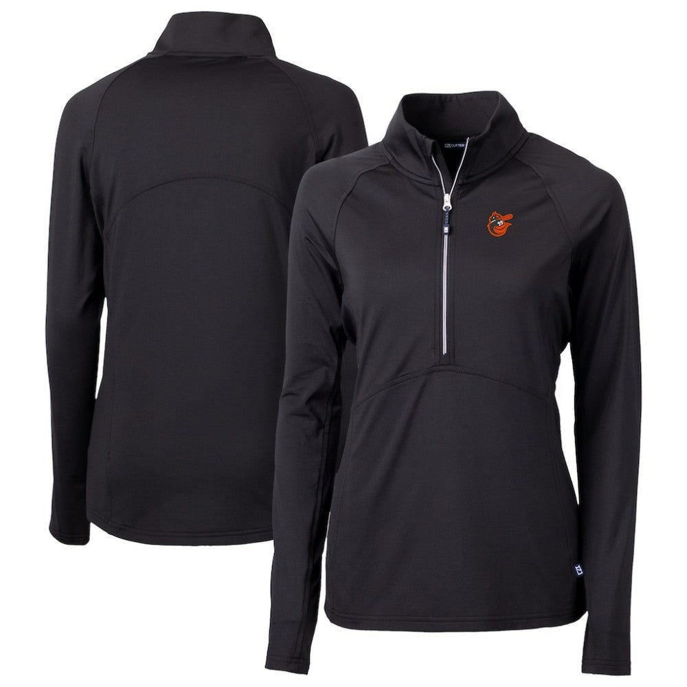 Baltimore Orioles Cutter & Buck Women's  DryTec Adapt Eco Knit Stretch Recycled Raglan Half-Zip Top Black