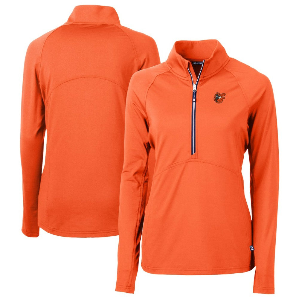 Baltimore Orioles Cutter & Buck Women's  DryTec Adapt Eco Knit Stretch Recycled Raglan Half-Zip Top Orange