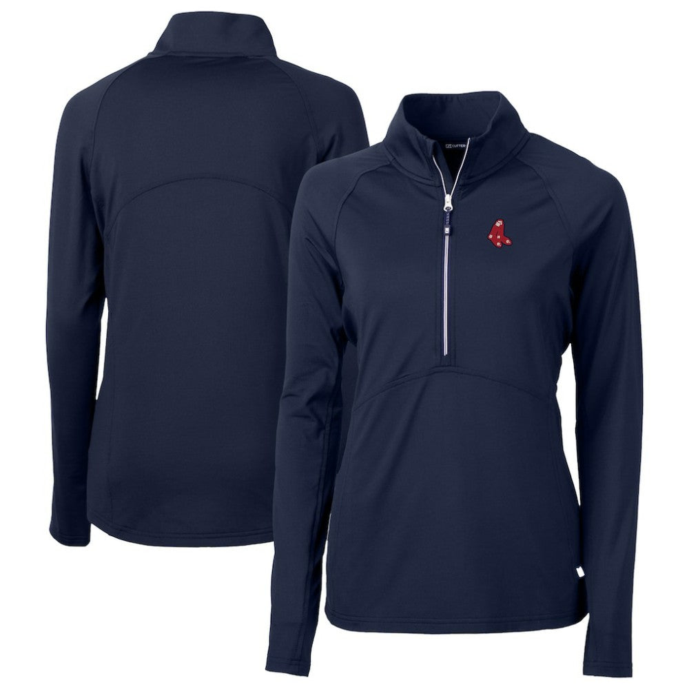 Boston Red Sox Cutter & Buck Women's  DryTec Adapt Eco Knit Stretch Recycled Raglan Half-Zip Top Navy