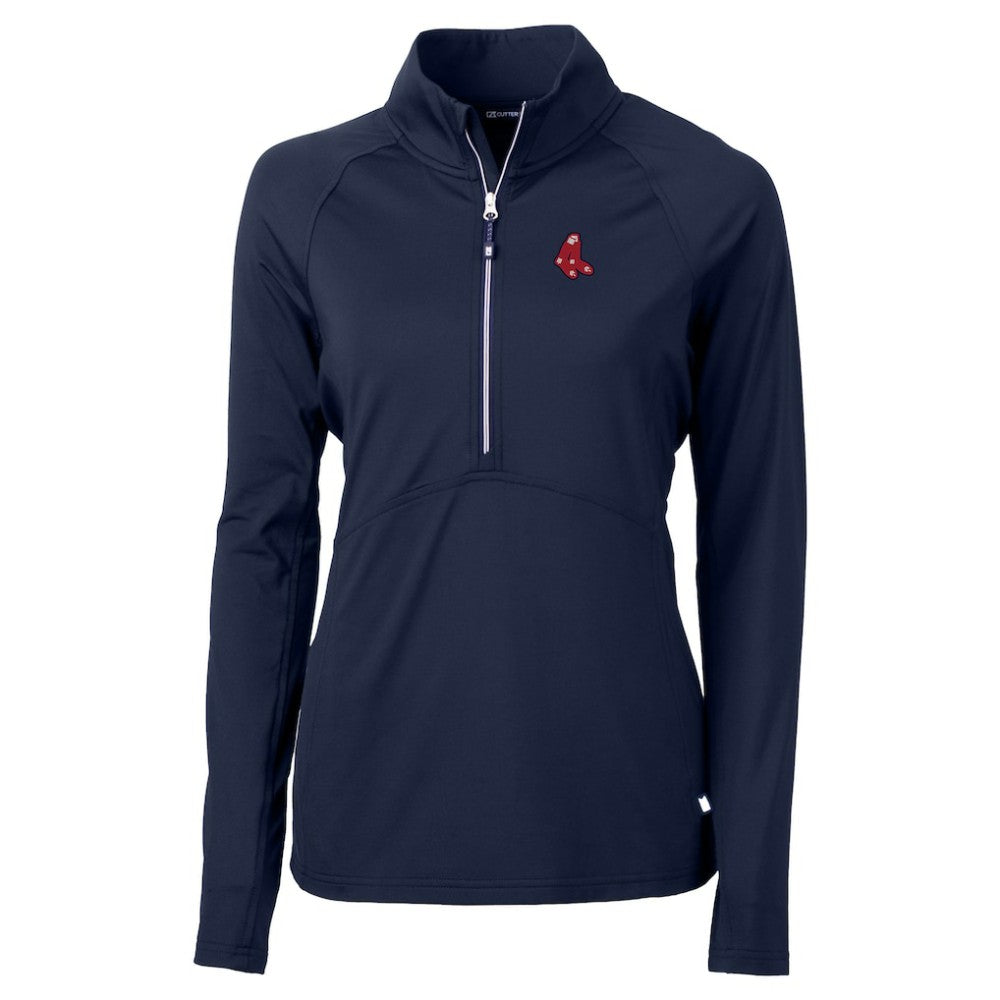 Boston Red Sox Cutter & Buck Women's  DryTec Adapt Eco Knit Stretch Recycled Raglan Half-Zip Top Navy