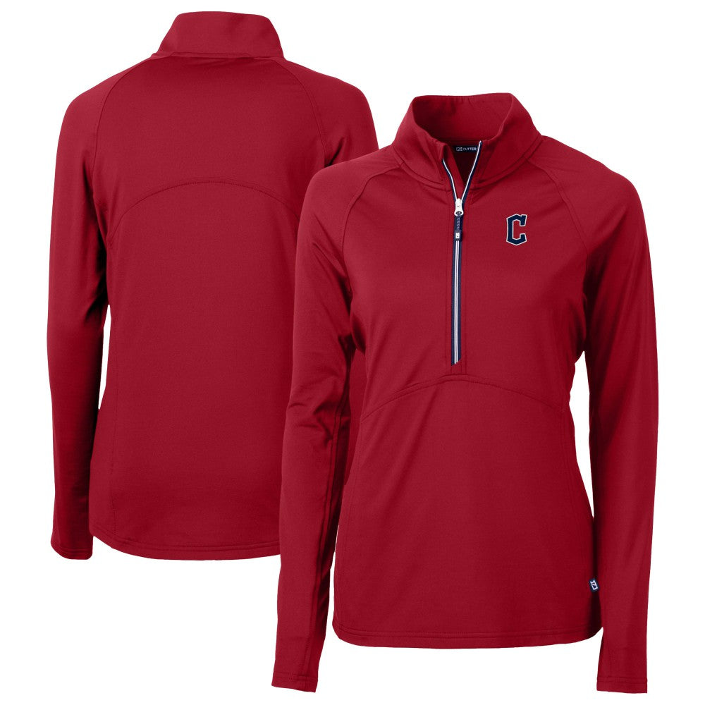 Cleveland Guardians Cutter & Buck Women's  DryTec Adapt Eco Knit Stretch Recycled Raglan Half-Zip Top Red
