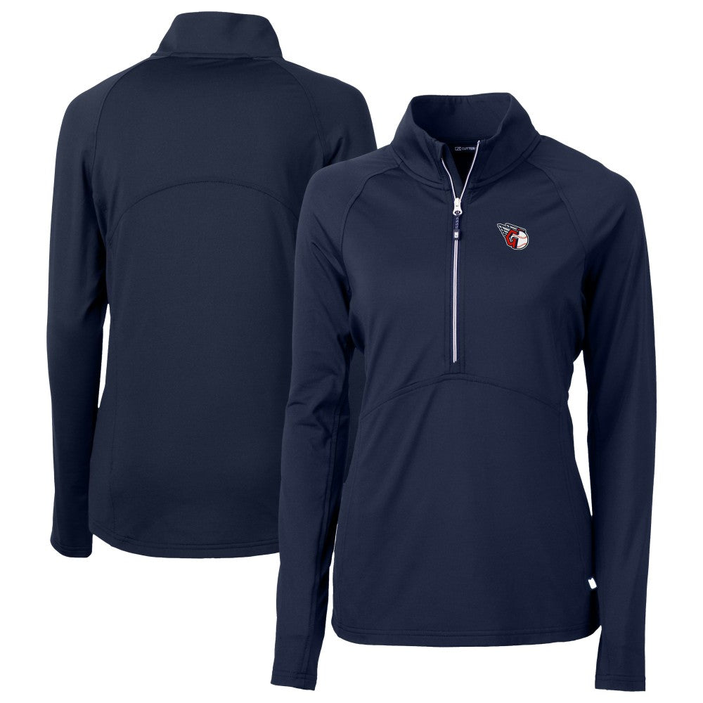 Cleveland Guardians Cutter & Buck Women's  DryTec Adapt Eco Knit Stretch Recycled Raglan Half-Zip Top Navy