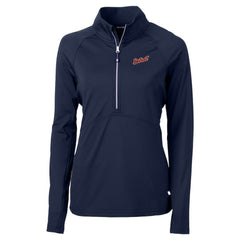 Detroit Tigers Cutter & Buck Women's  DryTec Adapt Eco Knit Stretch Recycled Raglan Half-Zip Top Navy