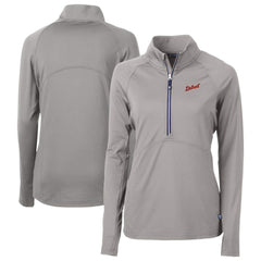 Detroit Tigers Cutter & Buck Women's  DryTec Adapt Eco Knit Stretch Recycled Raglan Half-Zip Top Gray