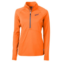Detroit Tigers Cutter & Buck Women's  DryTec Adapt Eco Knit Stretch Recycled Raglan Half-Zip Top Orange
