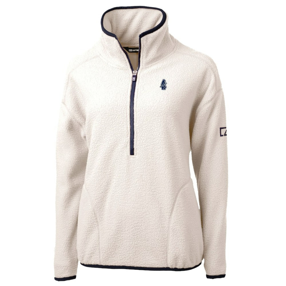 Chicago Cubs Cutter & Buck Women's Cooperstown Collection Cascade Eco Sherpa Fleece Half-Zip Pullover Jacket Cream