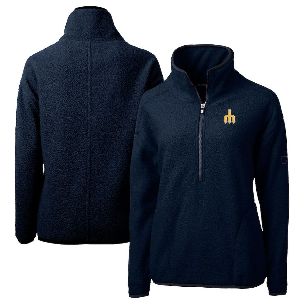 Seattle Mariners Cutter & Buck Women's  Cascade Eco Sherpa Fleece Half-Zip Pullover Jacket Navy