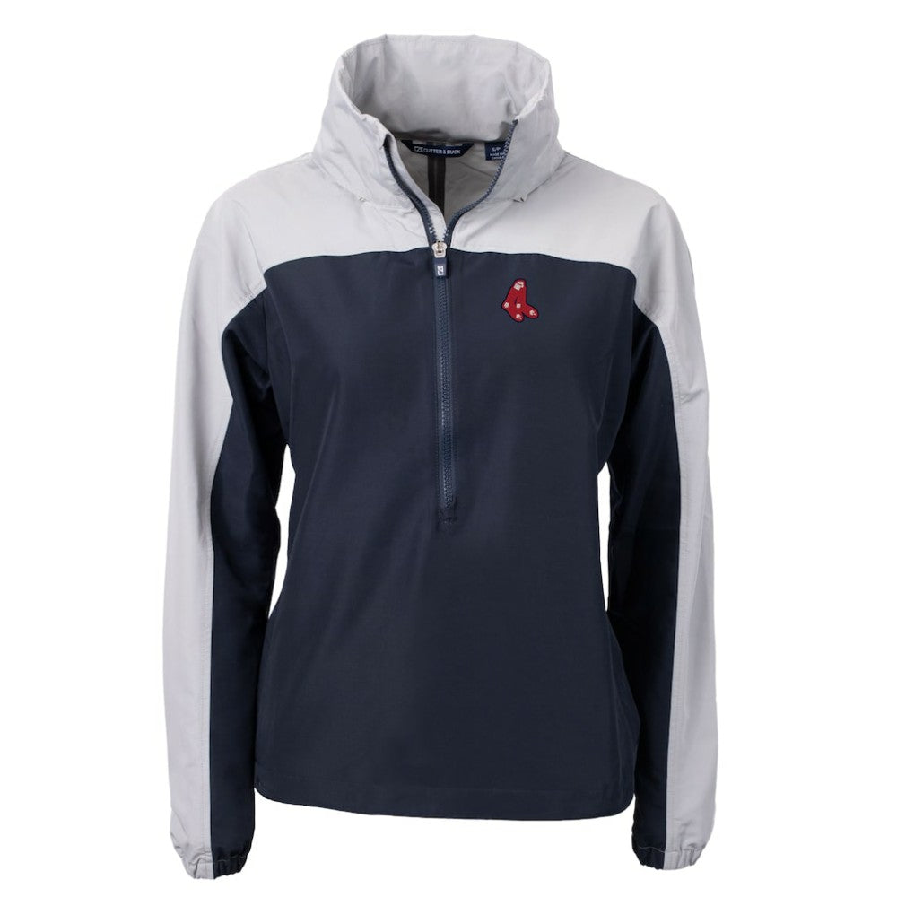 Boston Red Sox Cutter & Buck Women's  Charter Eco Recycled Half-Zip Anorak Jacket Navy