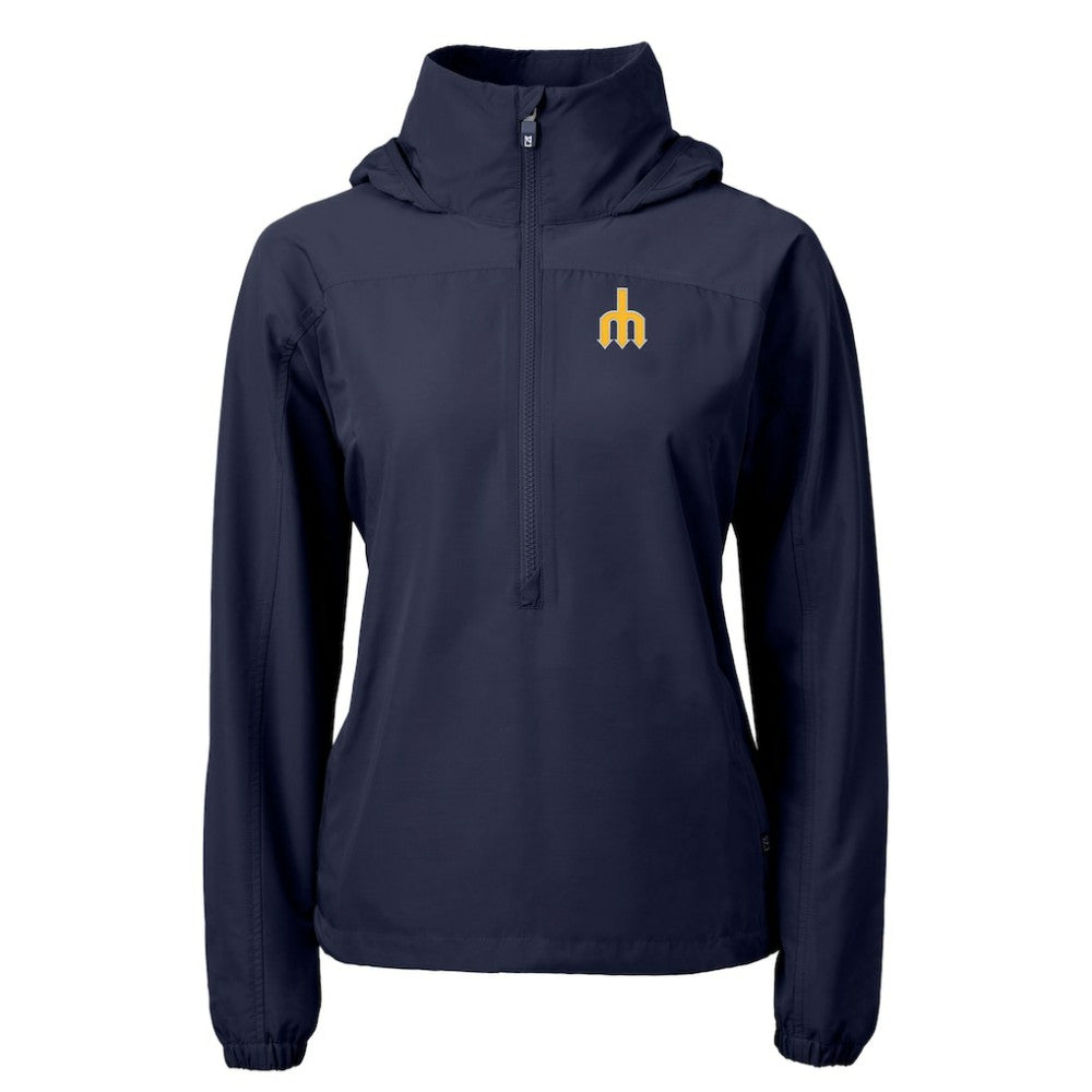 Seattle Mariners Cutter & Buck Women's  Charter Eco Recycled Half-Zip Anorak Jacket Navy