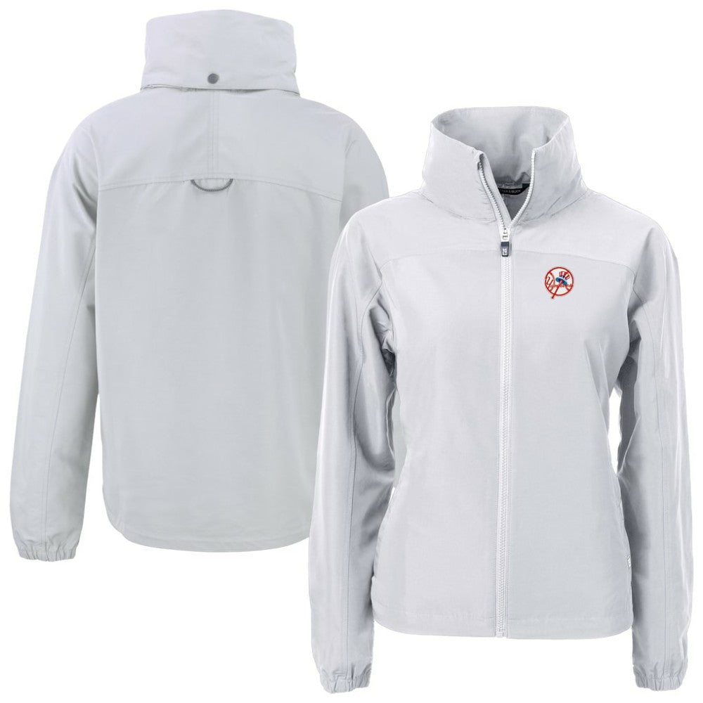New York Yankees Cutter & Buck Women's Cooperstown Collection Charter Eco Recycled Full-Zip Jacket Gray