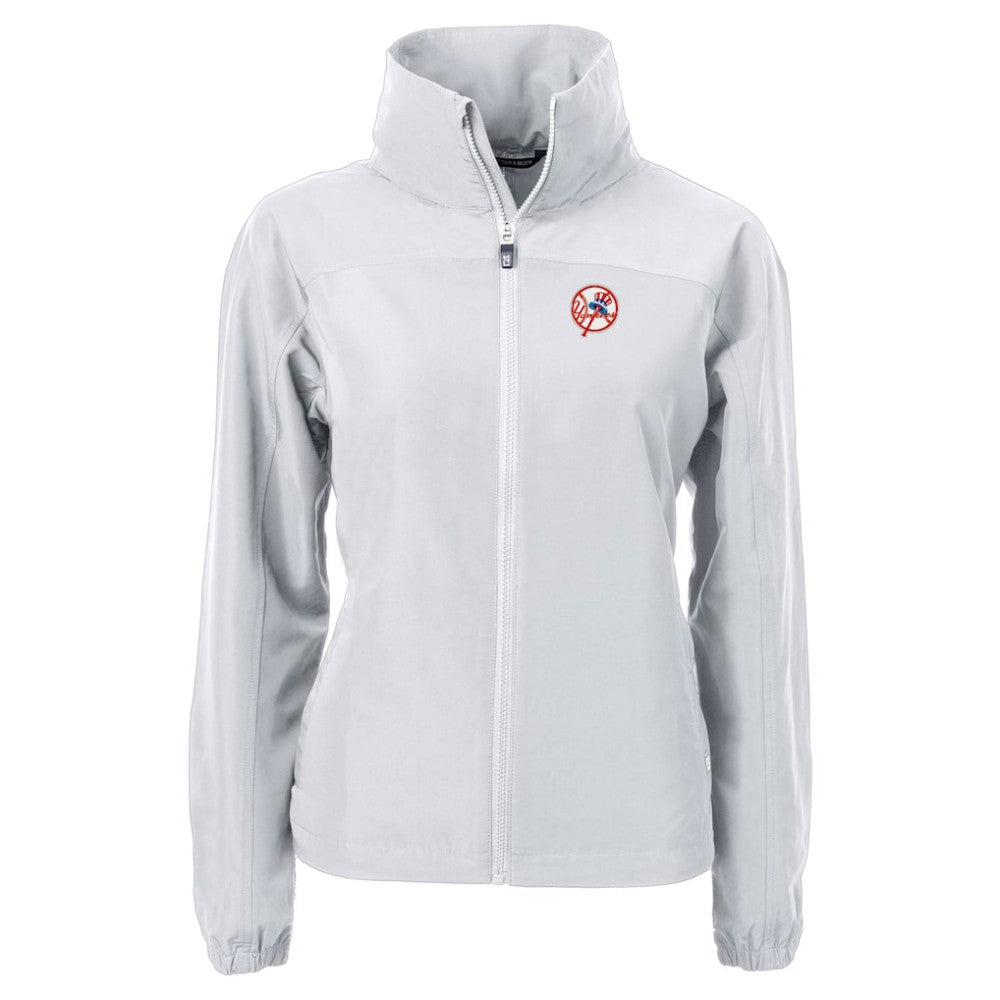 New York Yankees Cutter & Buck Women's Cooperstown Collection Charter Eco Recycled Full-Zip Jacket Gray