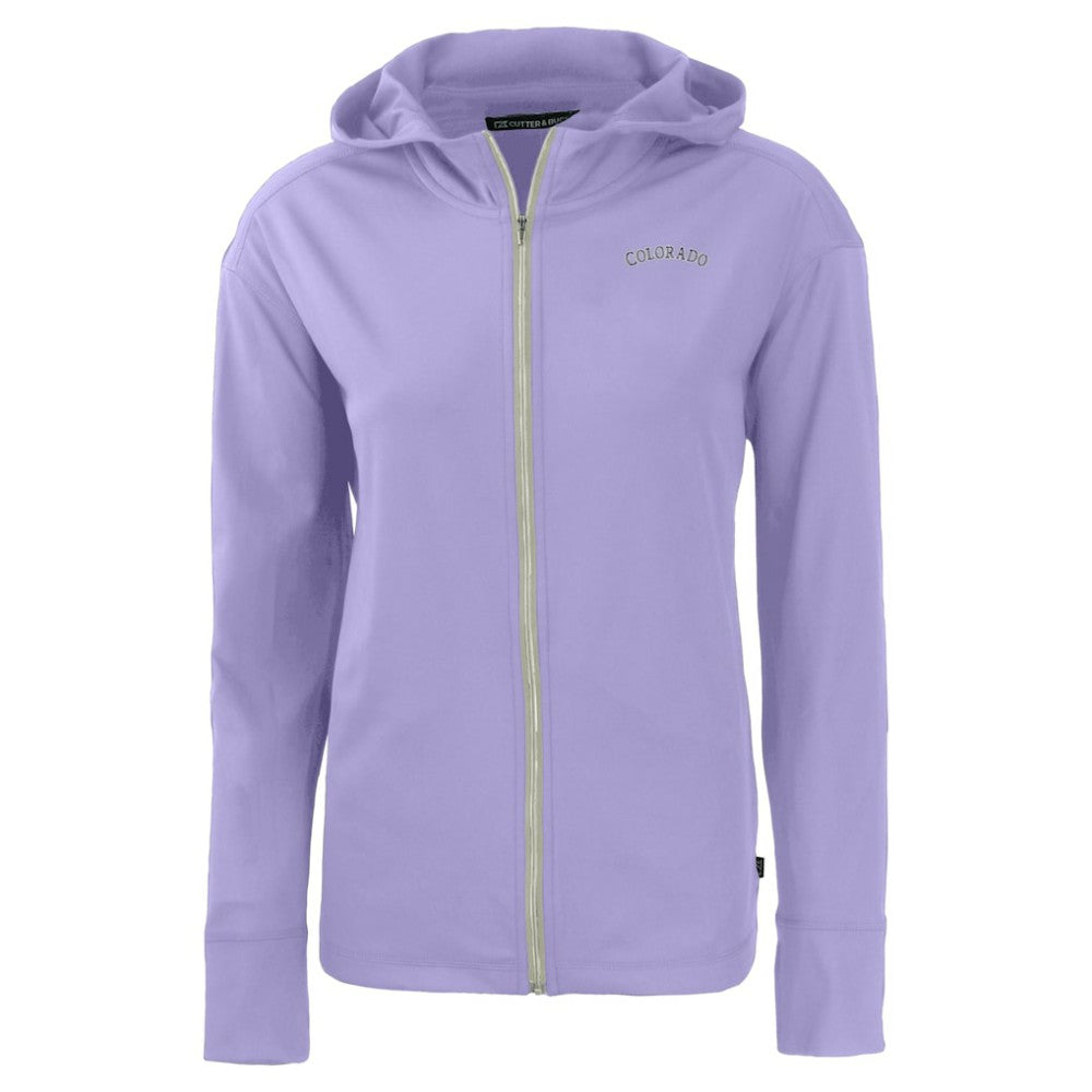 Colorado Rockies Cutter & Buck Women's  Daybreak Eco Recycled Full-Zip Hoodie Jacket Purple