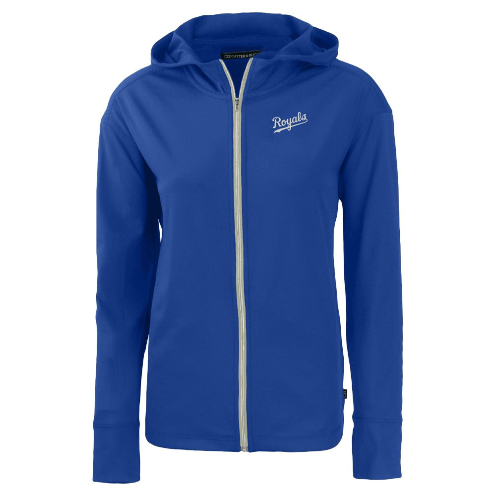 Kansas City Royals Cutter & Buck Women's  Daybreak Eco Recycled Full-Zip Hoodie Jacket Royal