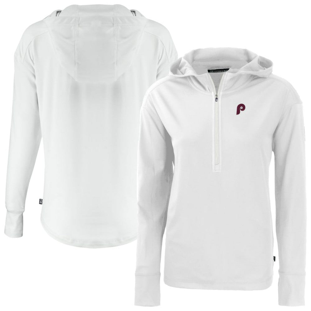 Philadelphia Phillies Cutter & Buck Women's Daybreak Eco Recycled Half-Zip Hoodie White