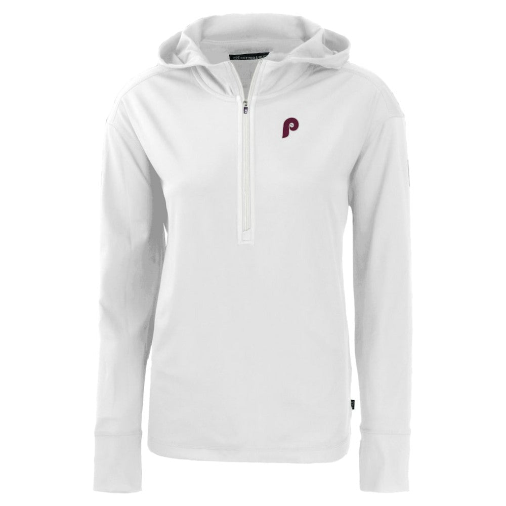 Philadelphia Phillies Cutter & Buck Women's Daybreak Eco Recycled Half-Zip Hoodie White