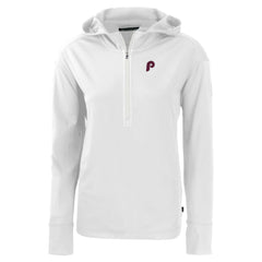 Philadelphia Phillies Cutter & Buck Women's Daybreak Eco Recycled Half-Zip Hoodie White