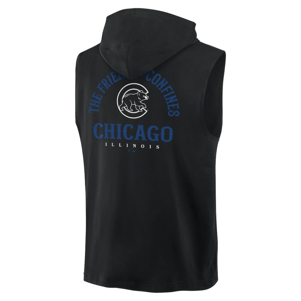 Chicago Cubs Fire Speed Sleeveless Pullover Hoodie Black