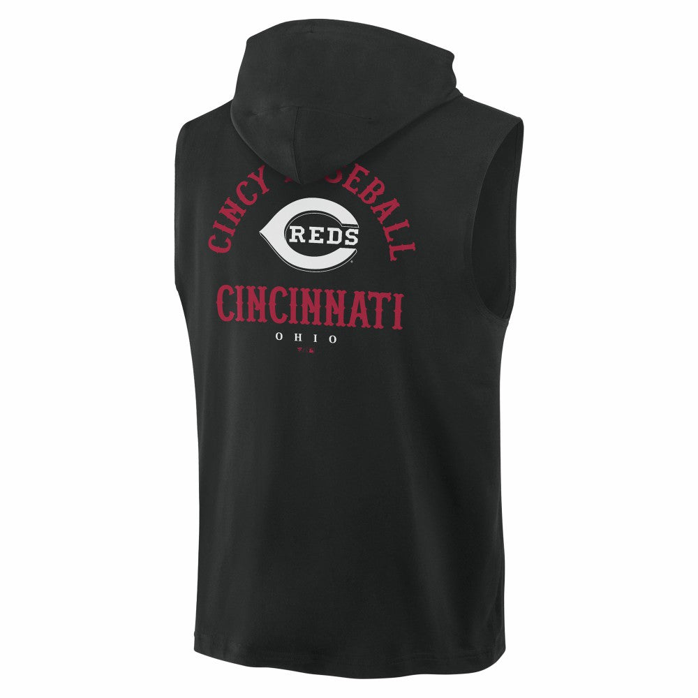 Cincinnati Reds Fire Speed Sleeveless Pullover Hoodie Black