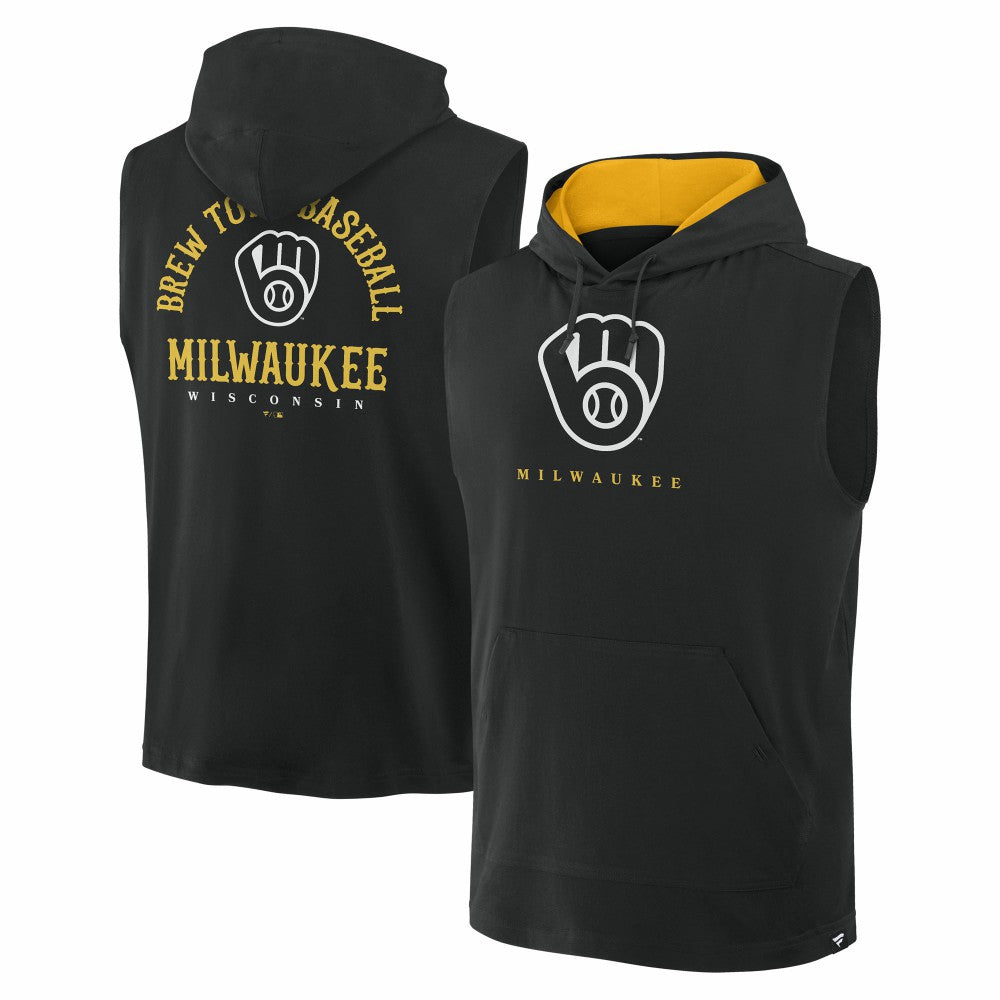 Milwaukee Brewers Fire Speed Sleeveless Pullover Hoodie Black