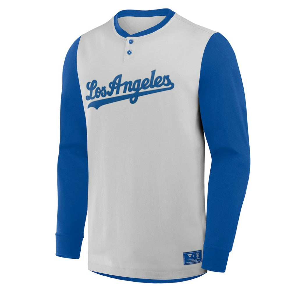 Los Angeles Dodgers Clubhouse Long Sleeve Henley Shirt Gray/Royal