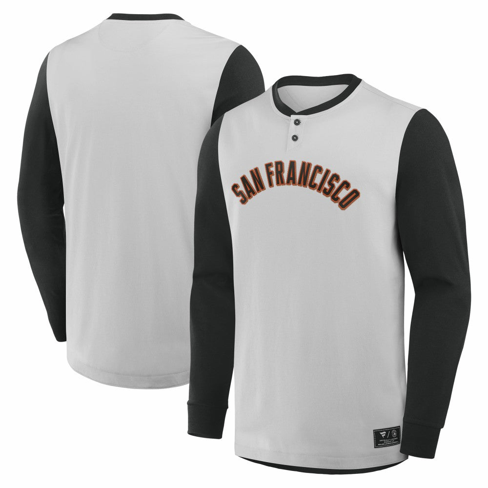 San Francisco Giants Clubhouse Long Sleeve Henley Shirt Gray/Black