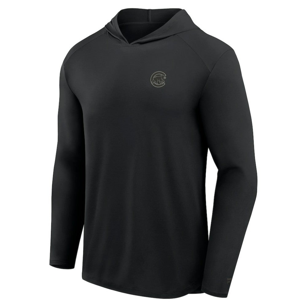 Chicago Cubs Front Office Power Mono Long Sleeve Hoodie T-Shirt Black