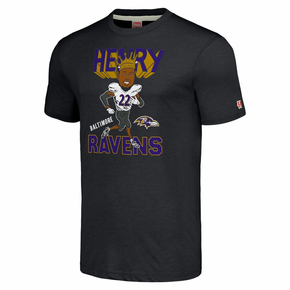 Derrick Henry Baltimore Ravens Homage Unisex Caricature Player Tri-Blend T-Shirt - Charcoal sale