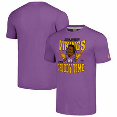 Justin Jefferson Minnesota Vikings Homage Unisex Caricature Player Tri-Blend T-Shirt - Heathered Purple for sale