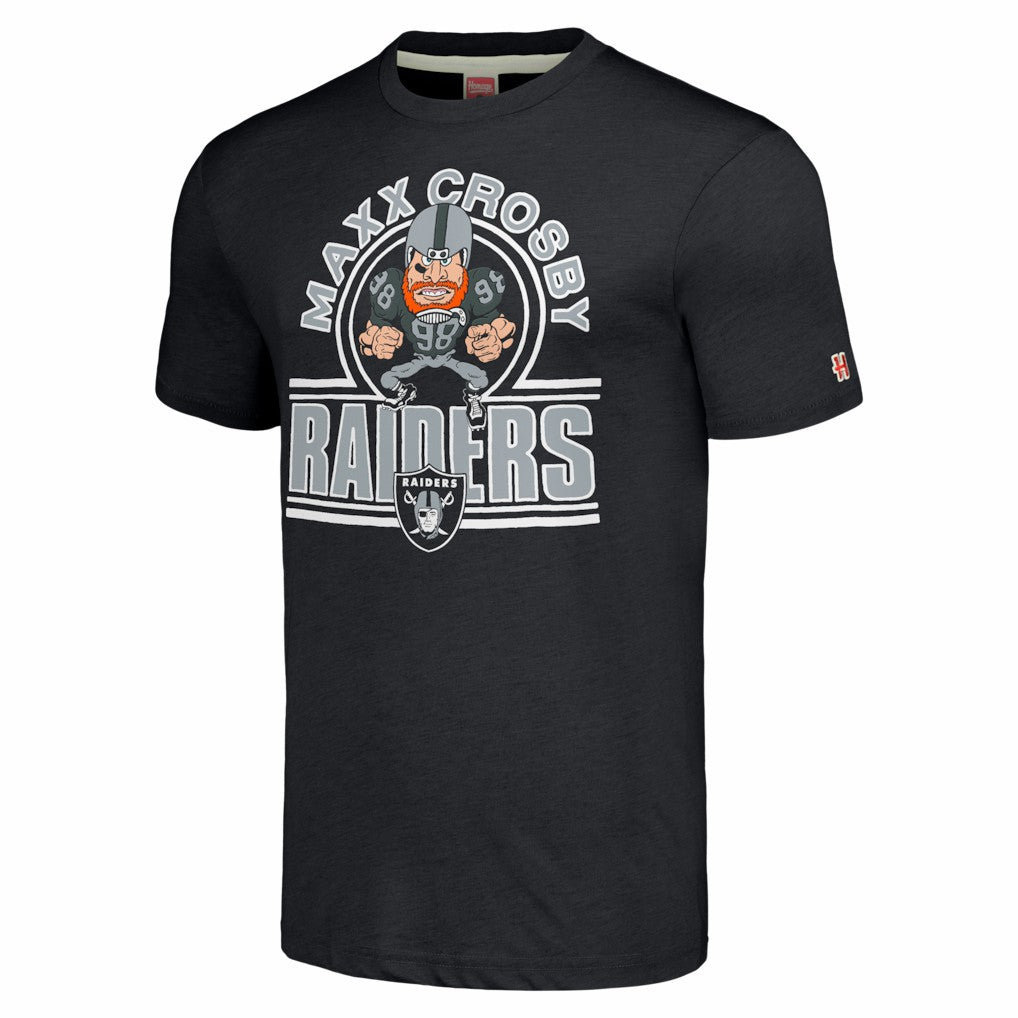 Maxx Crosby Las Vegas Raiders Homage Unisex Caricature Player Tri-Blend T-Shirt - Charcoal on sale