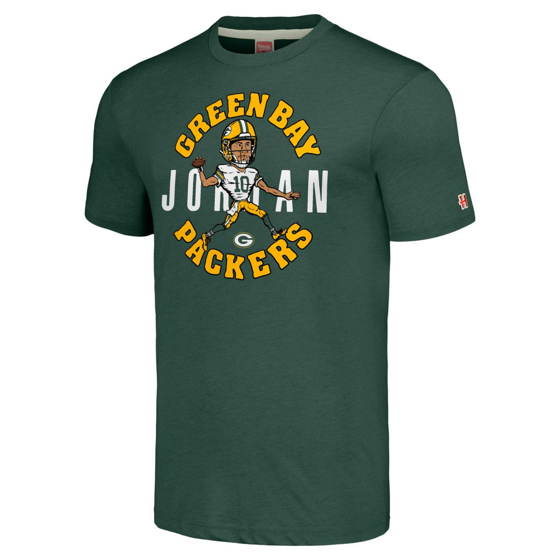 Jordan Love Green Bay Packers Homage Unisex Caricature Player Tri-Blend T-Shirt - Green for sale