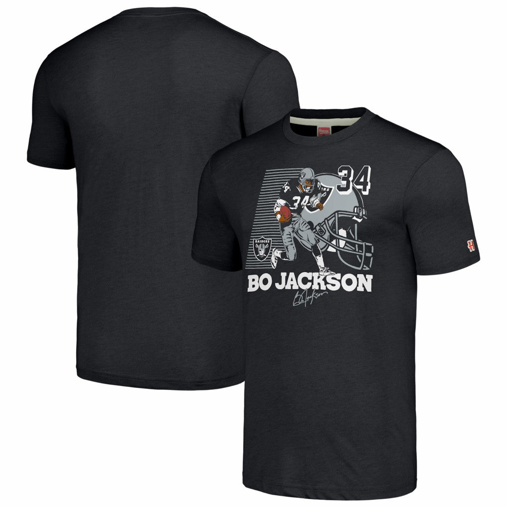Bo Jackson Las Vegas Raiders Homage Unisex Caricature Retired Player Tri-Blend T-Shirt - Charcoal sale