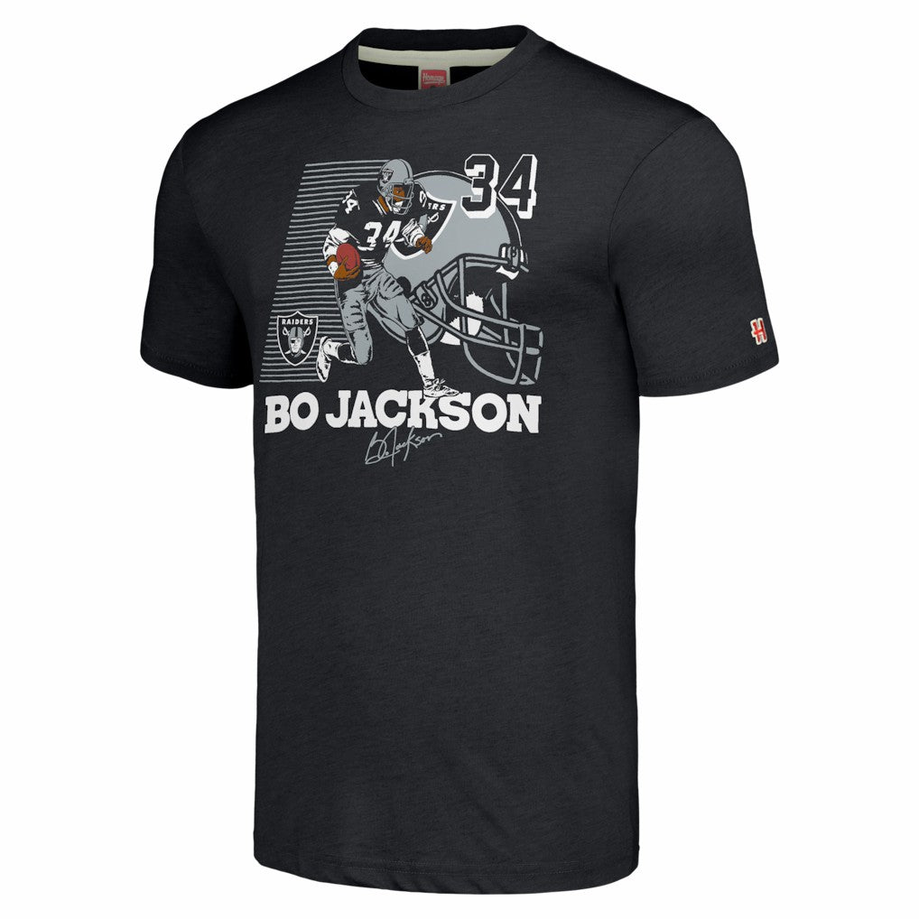 Bo Jackson Las Vegas Raiders Homage Unisex Caricature Retired Player Tri-Blend T-Shirt - Charcoal sale