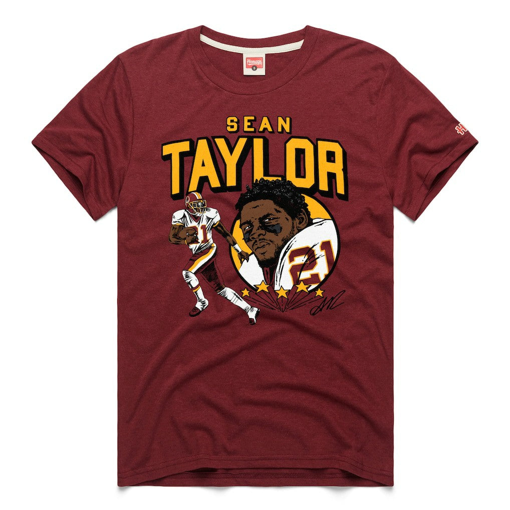 Sean Taylor Washington Commanders Homage Caricature Retired Player Tri-Blend T-Shirt - Burgundy on sale