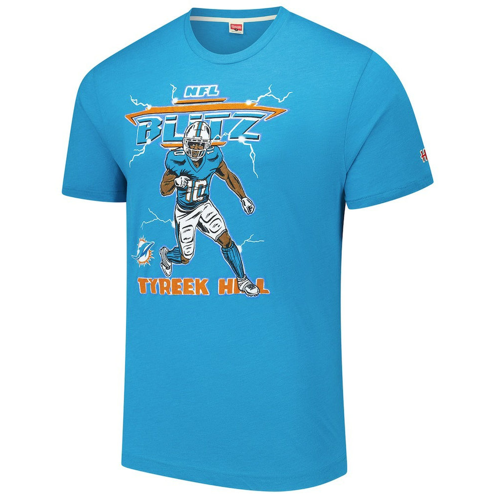 Tyreek Hill Miami Dolphins Homage Unisex NFL Blitz Player Tri-Blend T-Shirt - Heathered Aqua for sale