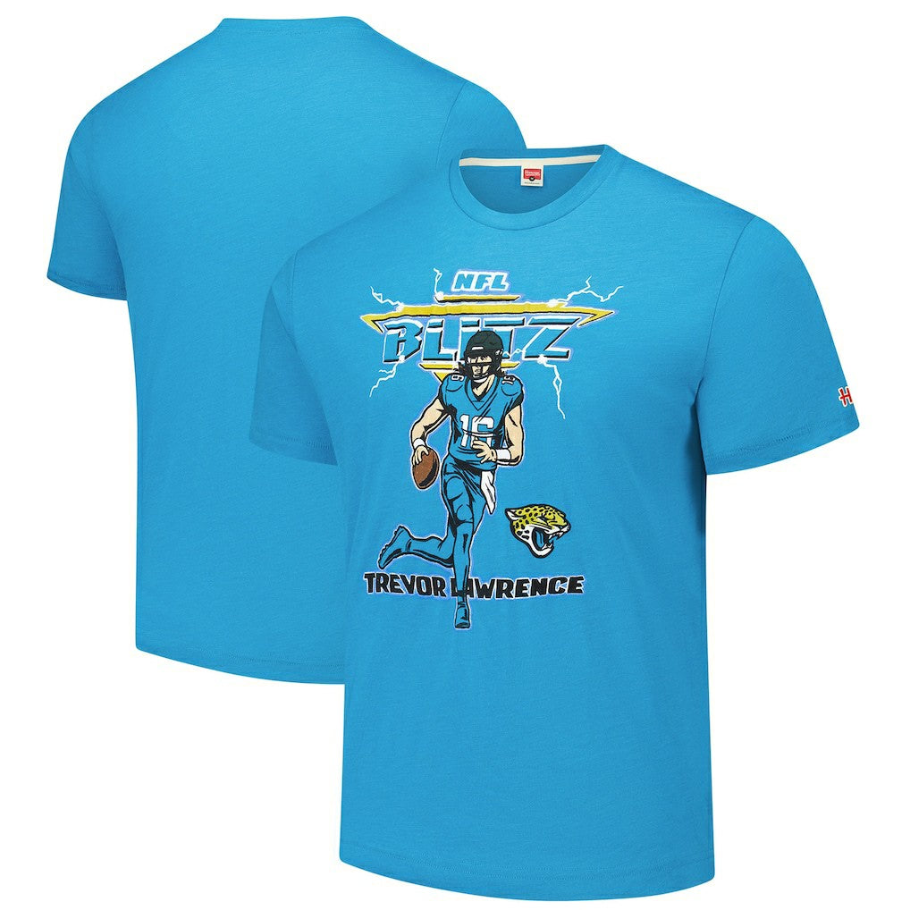 Trevor Lawrence Jacksonville Jaguars Homage Unisex NFL Blitz Player Tri-Blend T-Shirt - Teal discount