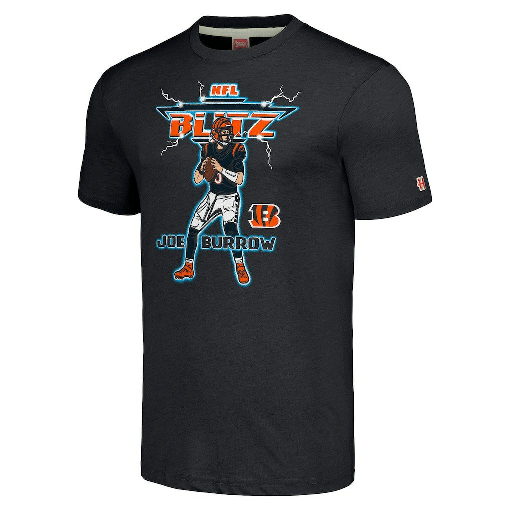 Joe Burrow Cincinnati Bengals Homage Unisex NFL Blitz Player Tri-Blend T-Shirt - Heathered Charcoal sale