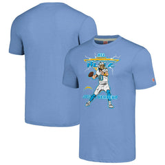 Justin Herbert Los Angeles Chargers Homage Unisex NFL Blitz Player Tri-Blend T-Shirt - Heathered Powder Blue discount