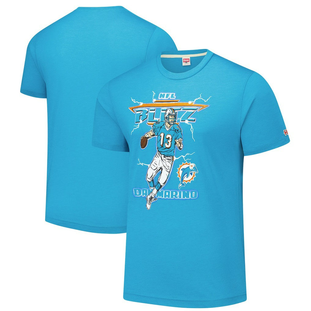 Dan Marino Miami Dolphins Homage Unisex NFL Blitz Retired Player Tri-Blend T-Shirt - Heathered Aqua for sale