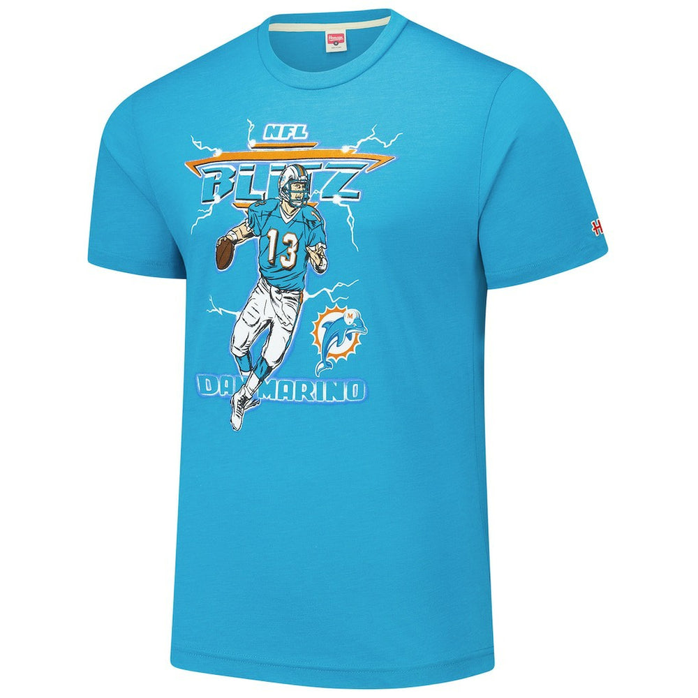 Dan Marino Miami Dolphins Homage Unisex NFL Blitz Retired Player Tri-Blend T-Shirt - Heathered Aqua for sale