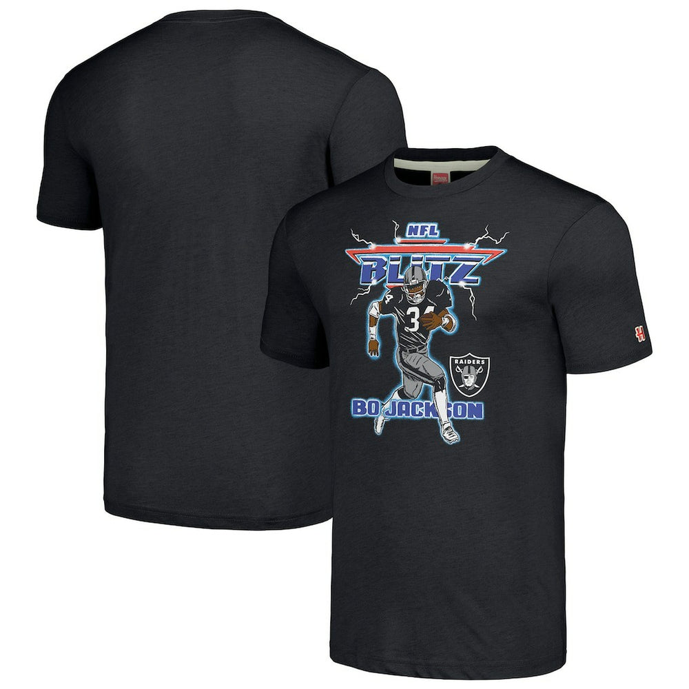 Bo Jackson Las Vegas Raiders Homage Unisex NFL Blitz Retired Player Tri-Blend T-Shirt - Heathered Charcoal sale