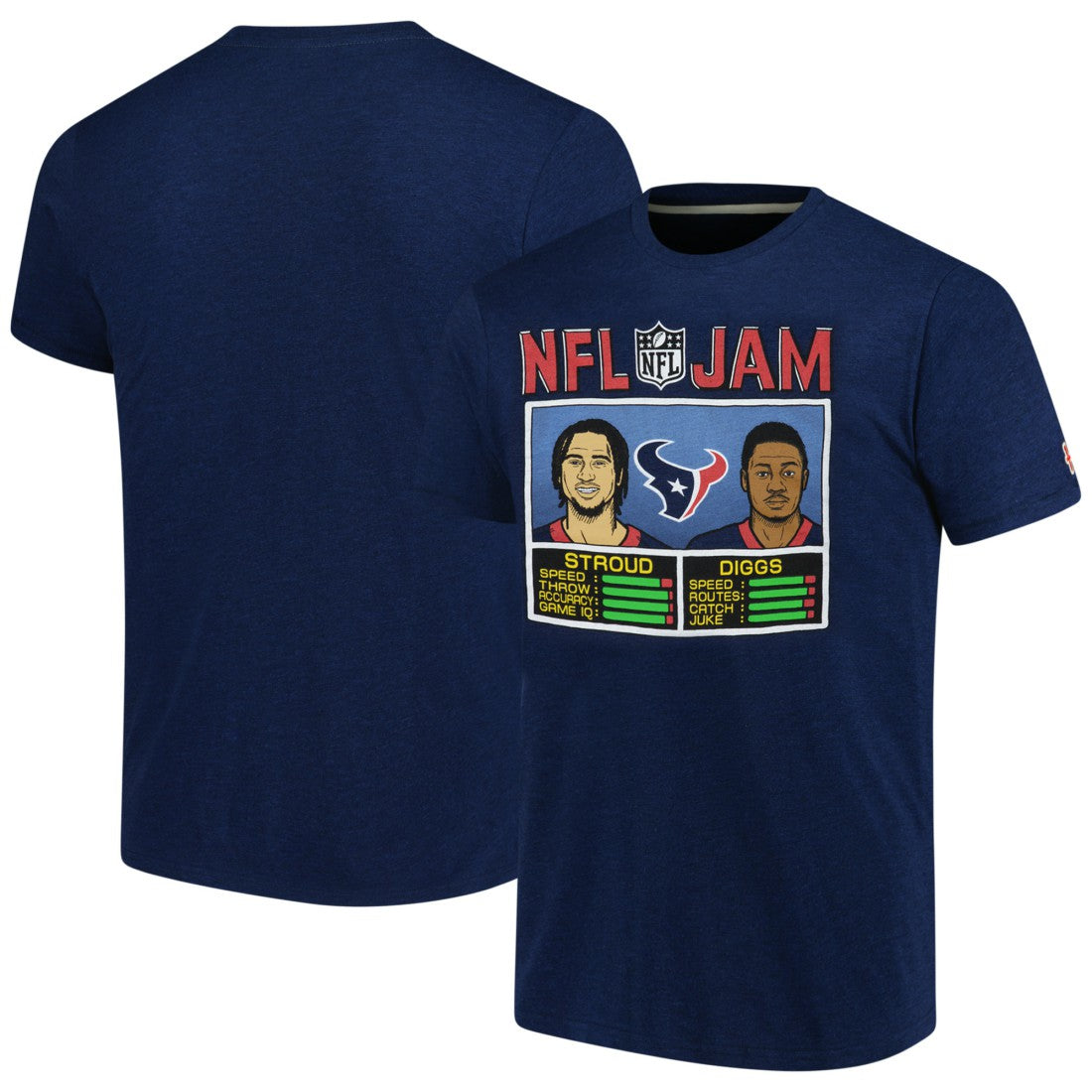C.J. Stroud & Stefon Diggs Houston Texans Homage Unisex NFL Jam Tri-Blend T-Shirt - Navy for sale