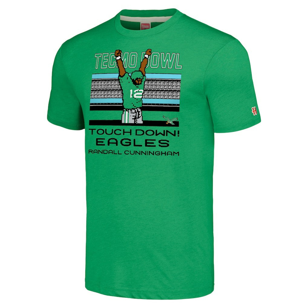 Randall Cunningham Philadelphia Eagles Homage Unisex Tecmo Bowl Retired Player Graphic Tri-Blend T-Shirt - Kelly Green for sale