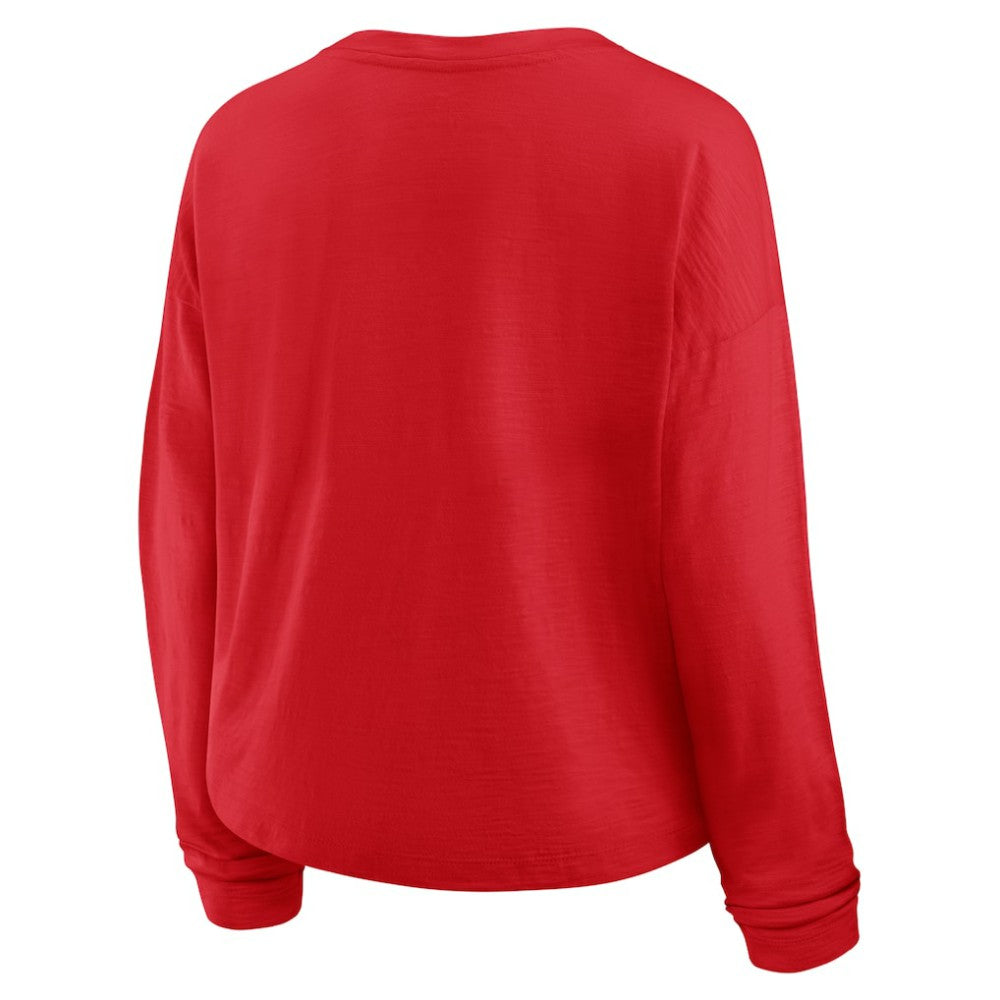 Carolina Hurricanes Fanatics Women's Oversized All Out Effort Long Sleeve Henley T-Shirt - Red T-shirts