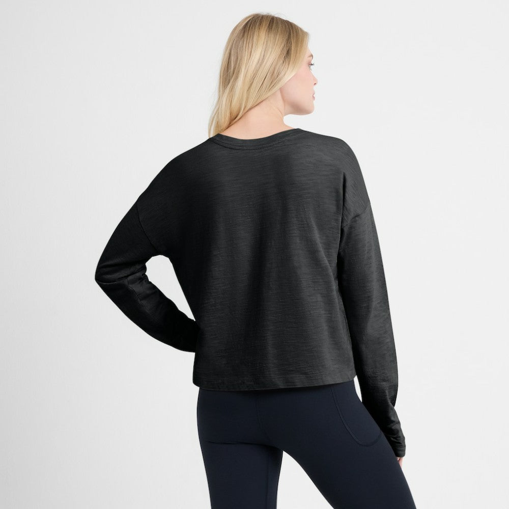Vegas Golden Knights Fanatics Women's Oversized All Out Effort Long Sleeve Henley T-Shirt - Black T-shirts
