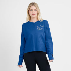 St. Louis Blues Fanatics Women's Oversized All Out Effort Long Sleeve Henley T-Shirt - Blue T-shirts